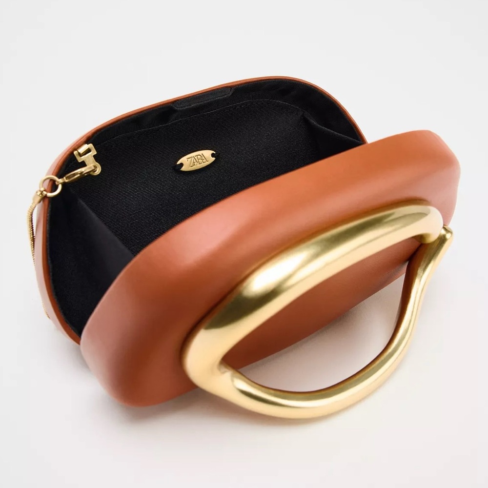 Zara Orange Gold Brassel Clutch - Picture 4 of 14